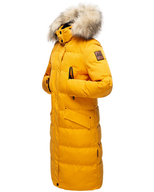 Marikoo Schneesternchen giacca invernale da donna con cappuccio , gialla