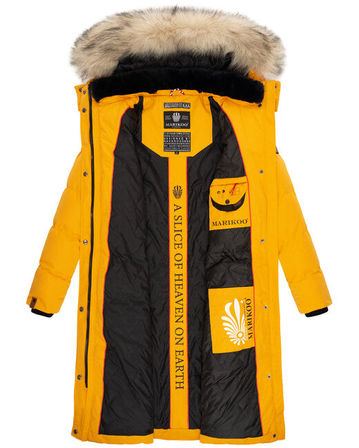 Marikoo Schneesternchen giacca invernale da donna con cappuccio , gialla