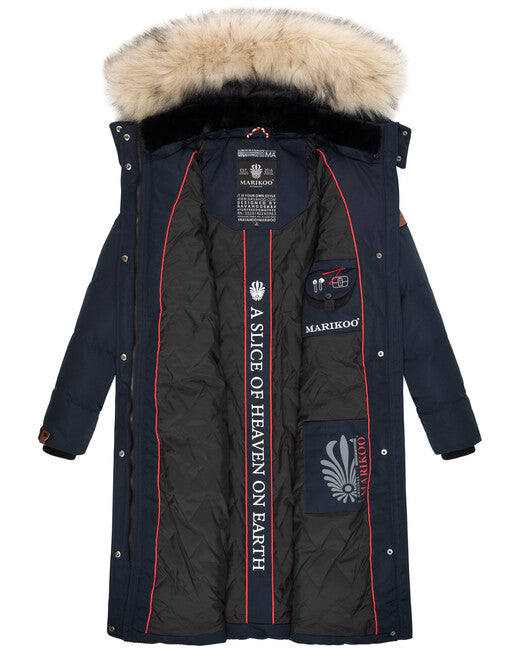 Marikoo Schneesternchen giacca invernale da donna con cappuccio, navy