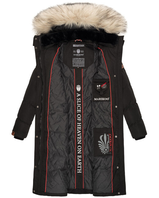 Marikoo Schneesternchen giacca invernale da donna con cappuccio, nera