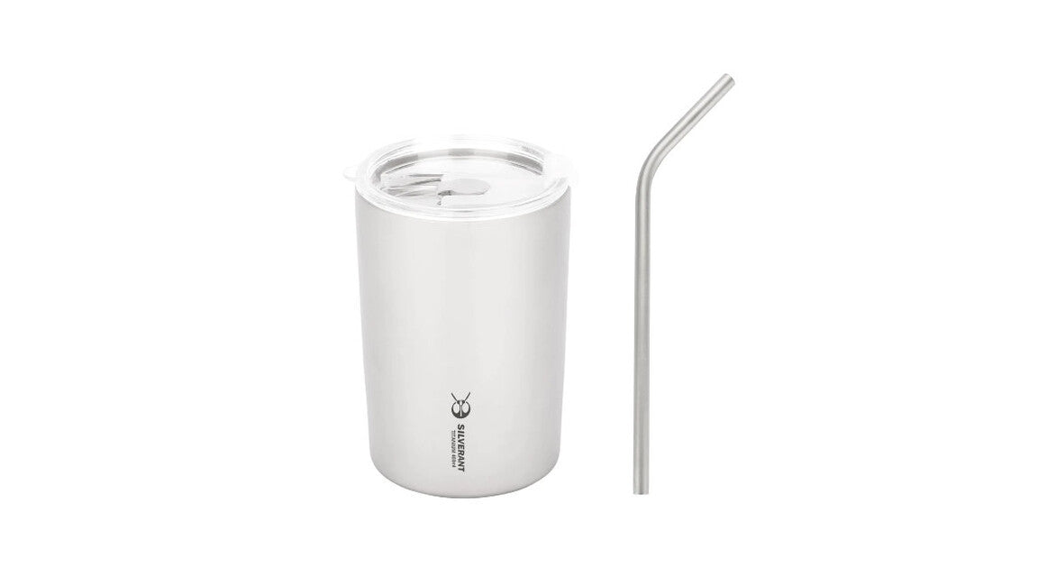 Silverant Tazza in titanio a doppia parete con cannuccia 400 ml