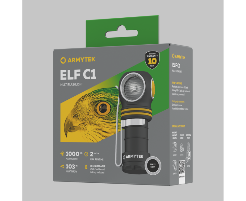 ArmyTek Elf headlamp torcia portatile a led bianco con batteria 1000 lm