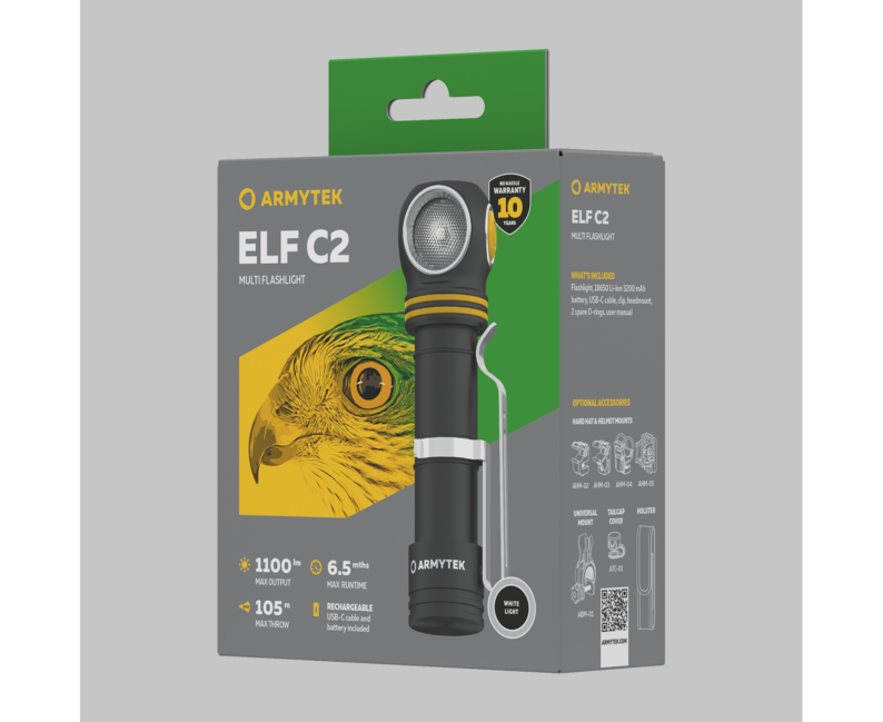 ArmyTek Elf Headlamp Torcia portatile a LED bianco con batteria 1100 lm