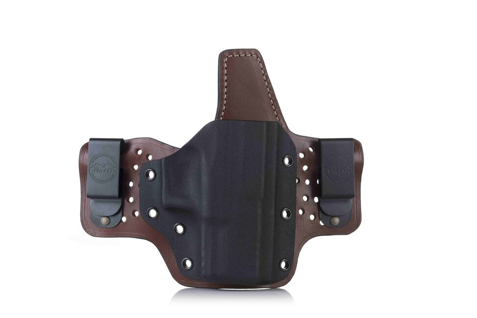 Falco Glock 19 fondina iwb ibrida comfort in kydex per il trasporto occulto, marrone autentico