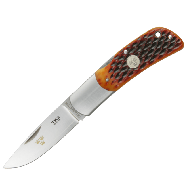 Fällkniven TK3jbc coltello tascabile 7 cm, osso, fodero in cordura