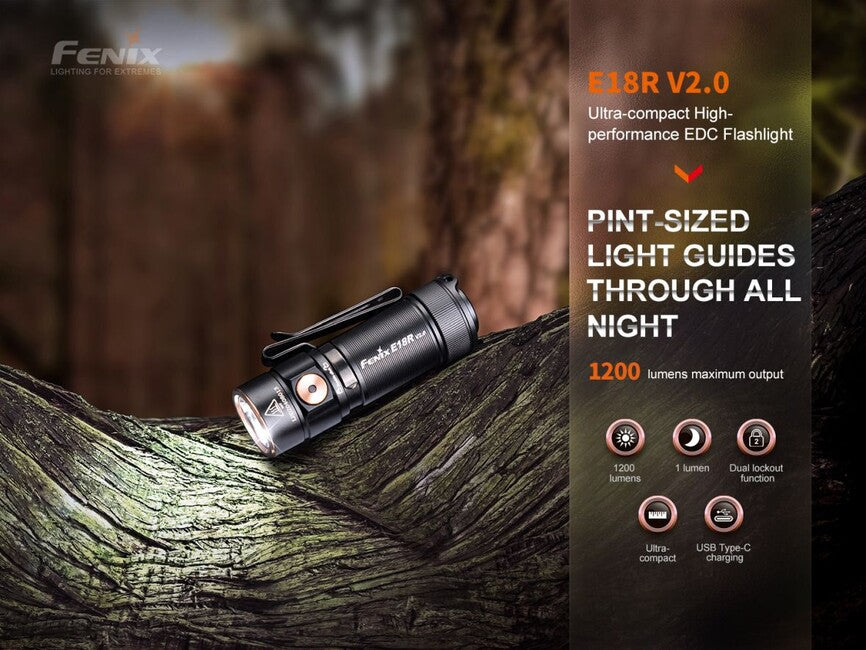 Fenix E18R V2.0 GE torcia ricaricabile, nera