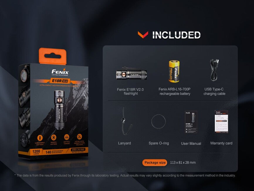 Fenix E18R V2.0 GE torcia ricaricabile, nera