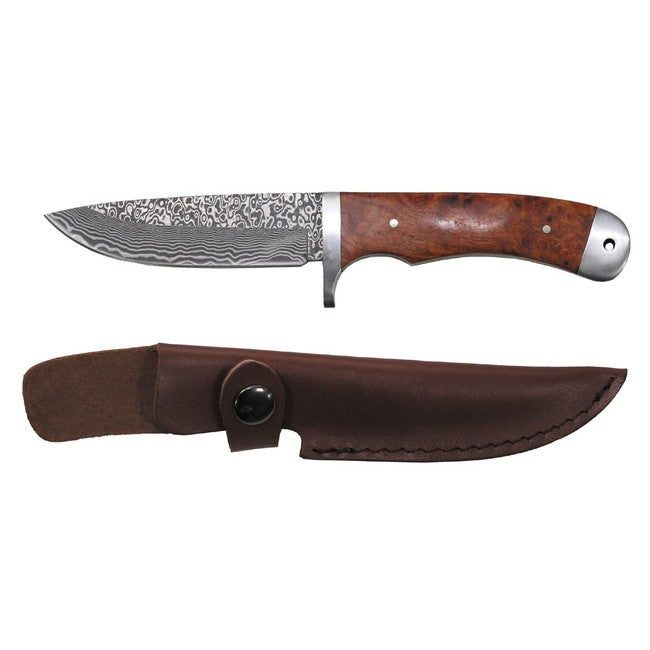 Fox Outdoor Coltello damascato in custodia di pelle