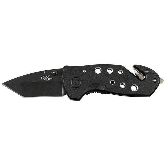 Fox Outdoor Jack coltello a una mano, nero, manico in metallo