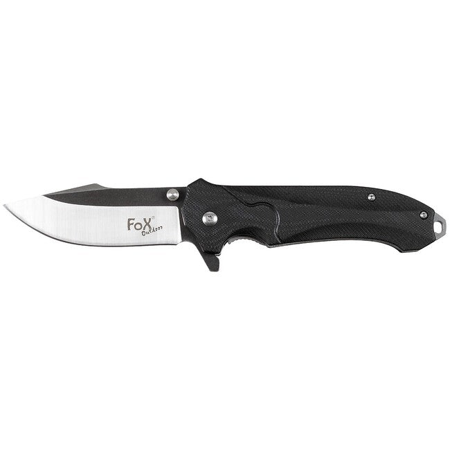 Fox Outdoor Jack coltello a una mano, nero, manico g10