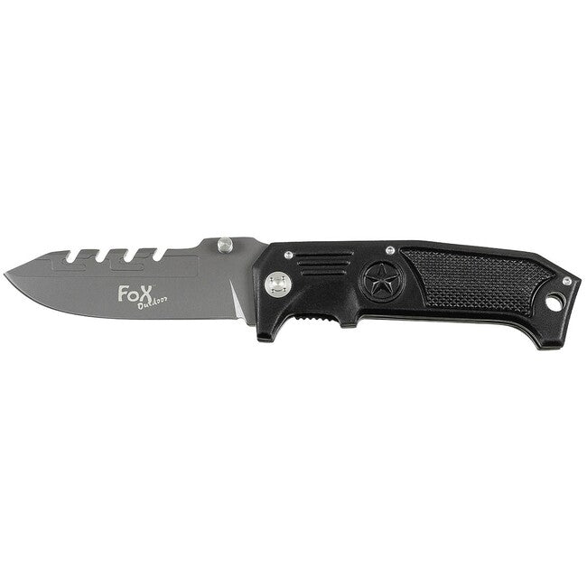 Fox Outdoor Jack coltello a una mano manico in metallo, nero