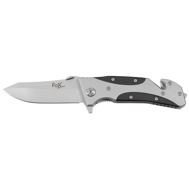 Fox Outdoor Jack knife a una mano, manico in metallo, inserti in plastica
