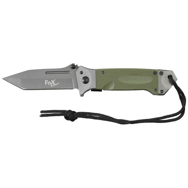 Fox Outdoor Jack coltello a una mano, verde OD, manico G10