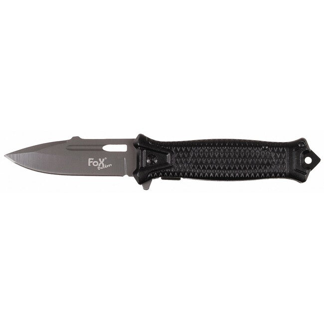 Fox Outdoor Jack a una mano coltello, nero, manico in metallo