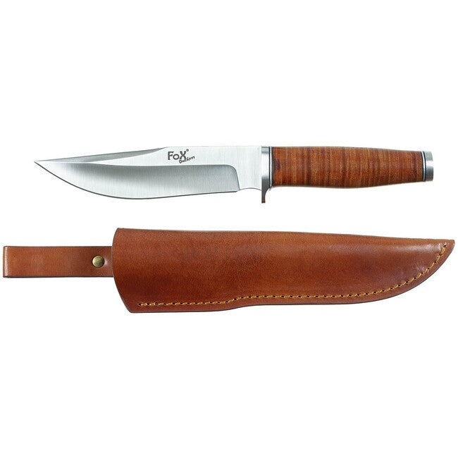 Fox Outdoor Ranger 16 coltello manico in pelle con fodero, con custodia