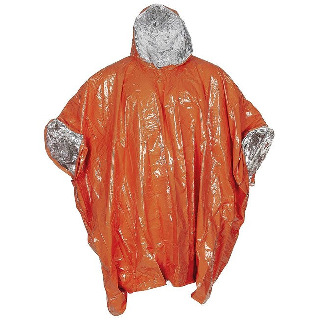 Fox Outdoor Poncho di emergenza monofacciale rivestito in alluminio, arancione