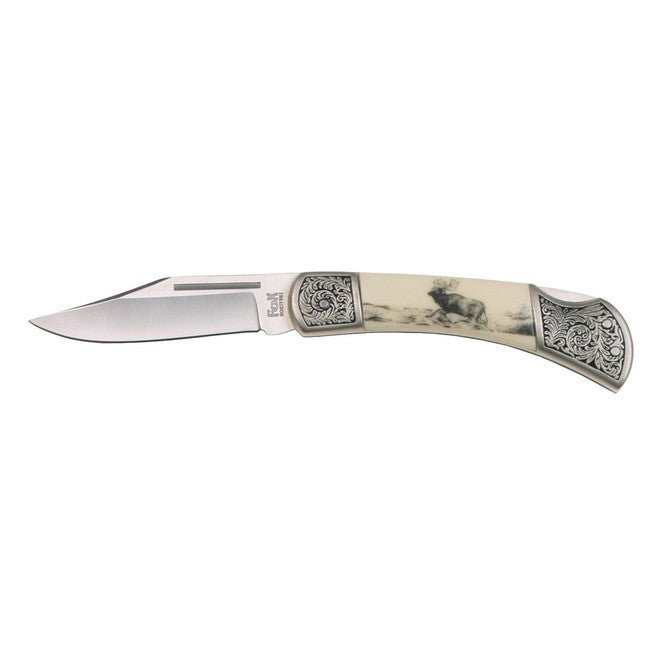 Fox Outdoor coltello pieghevole, con motivo di cervo