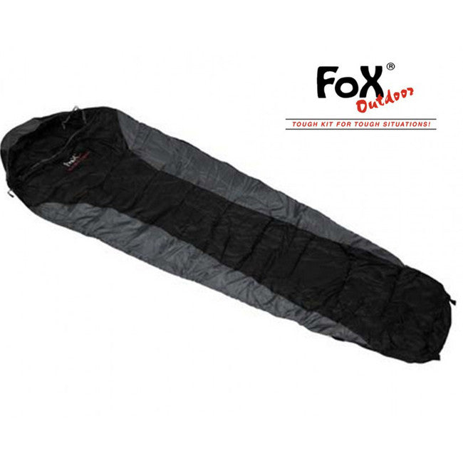 Fox Outdoor Mumia economic sacco a pelo +/- 0°C, nero - grigio