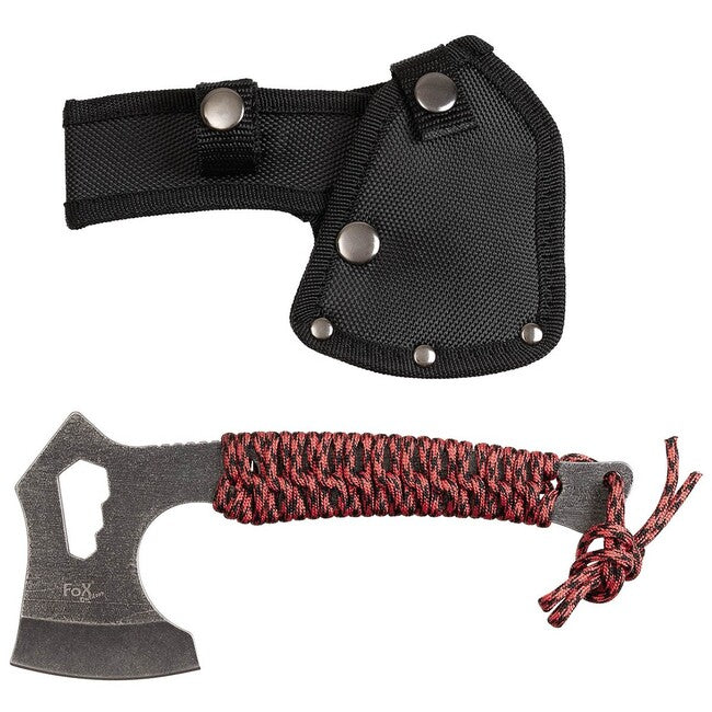 Fox Outdoor Tomahawk stonewashed manico imballato, "Redrope"