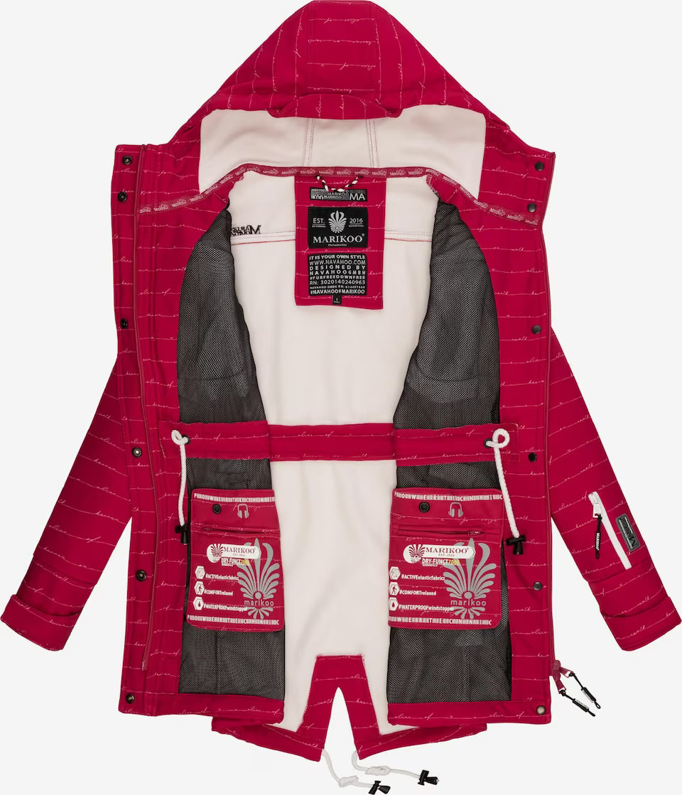Marikoo ZIMTZICKE P giacca invernale softshell da donna con cappuccio, fucsia