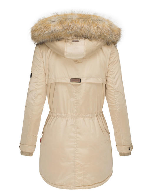 Marikoo Grinsekatze giacca invernale da donna con cappuccio, beige