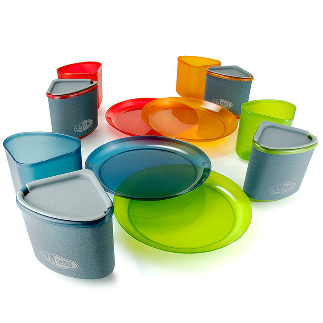 GSI Outdoors Infinity set di utensili da campeggio per 4 persone compact tableset, multicolor