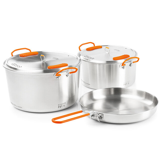 GSI Outdoors set di pentole e padelle in acciaio inox 3 + 5 l