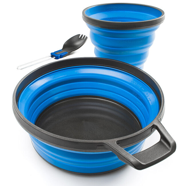 GSI Outdoors Set di posate pieghevoli per 1 persona 650 ml, blu