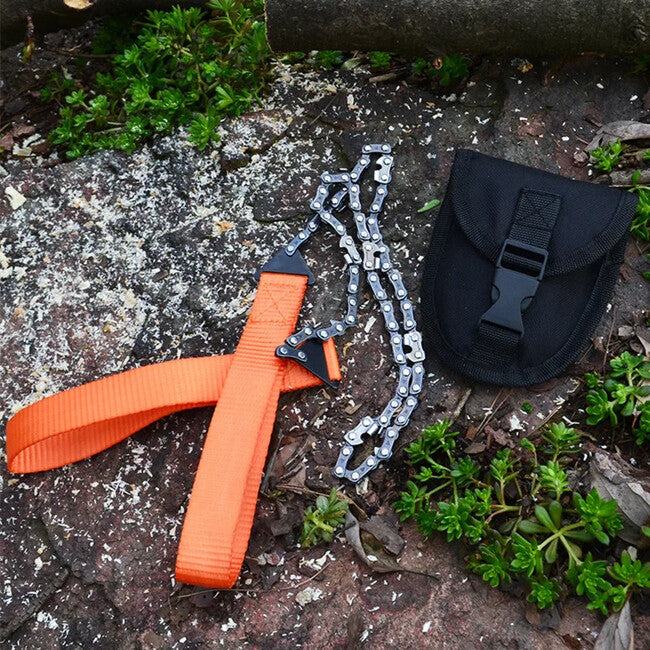 DRAGOWA Tactical Motosega tascabile di sopravvivenza con fodero in nylon Billy, arancione