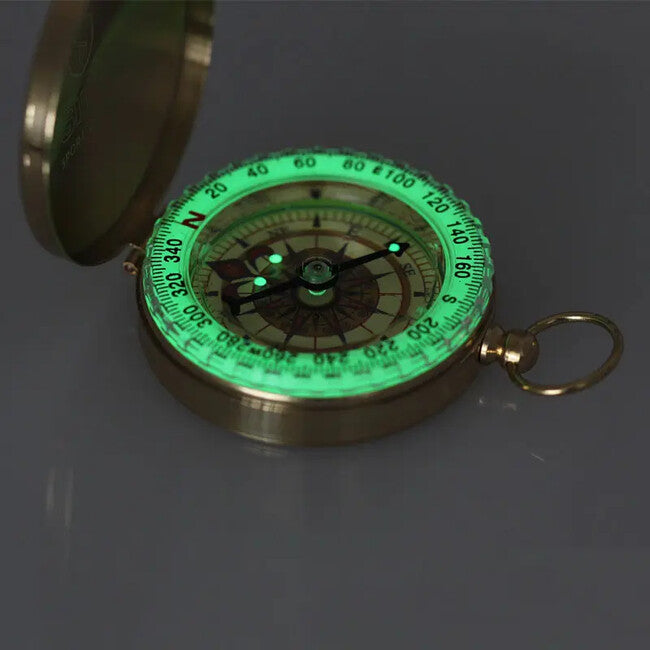 DRAGOWA Tactical Bussola tascabile in ottone con luminescenza Luma, oro