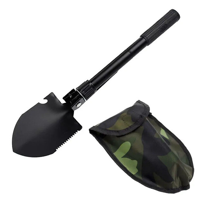 DRAGOWA Tactical Pala pieghevole multifunzionale da esterno con fondina e custodia Ember, nera