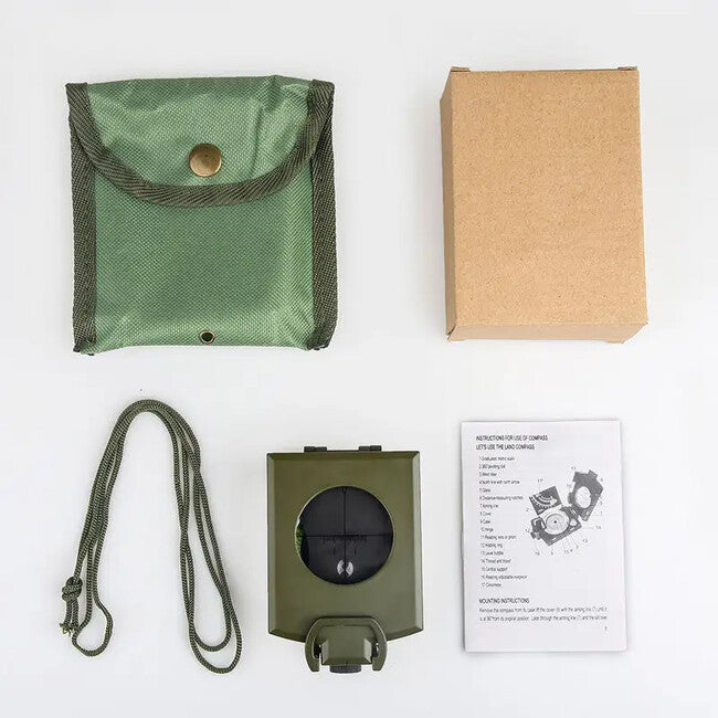 DRAGOWA Tactical Bussola impermeabile pieghevole in metallo con custodia Wally, verde