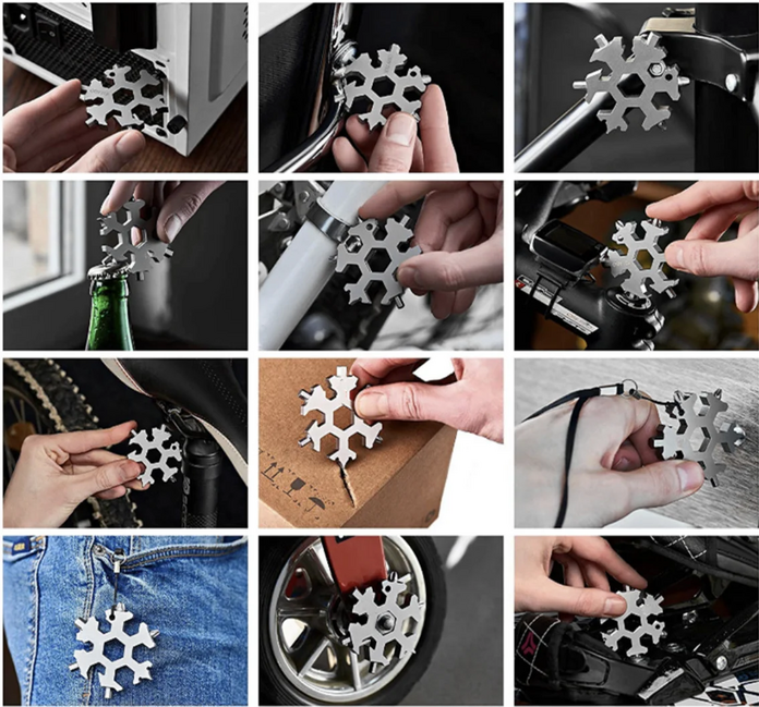 DRAGOWA Tactical Multitool in acciaio inox 19in1 Hollow, argento
