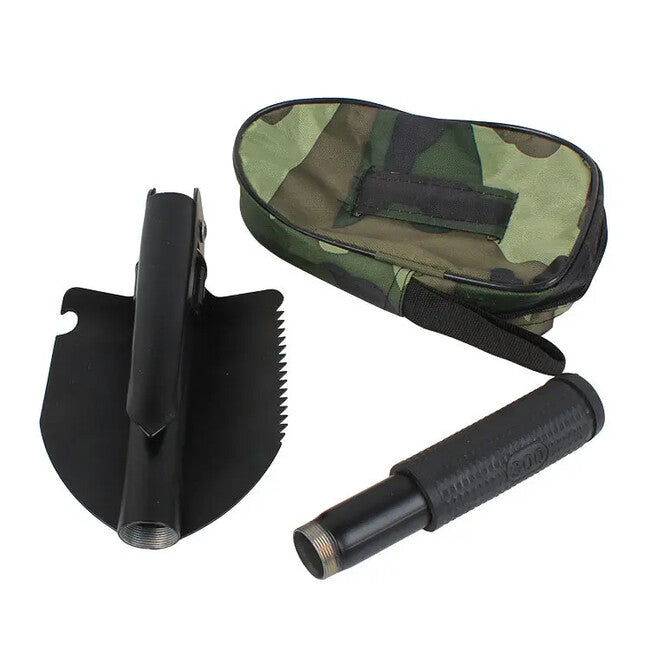 DRAGOWA Tactical Pala tattica pieghevole e chakan con fodero Dakota, nero