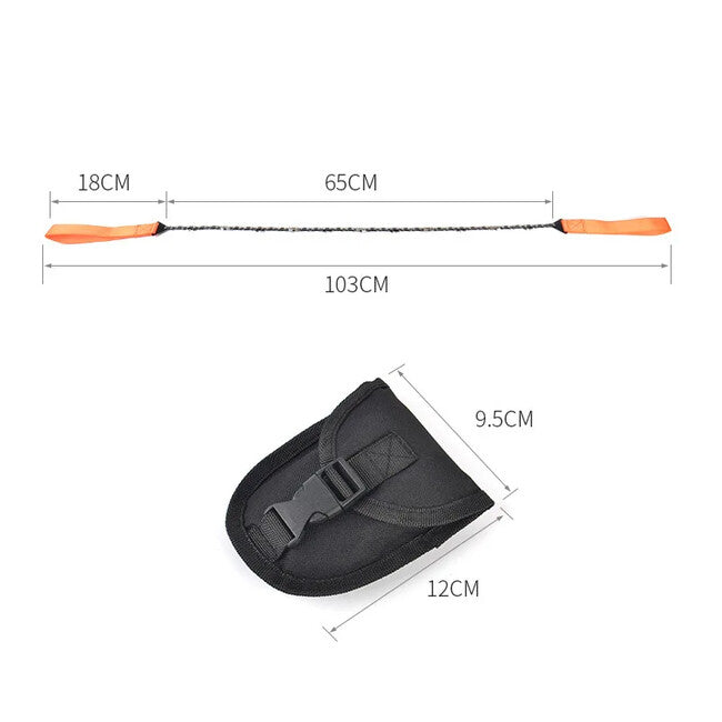 DRAGOWA Tactical Motosega tascabile di sopravvivenza con fodero in nylon Billy, arancione
