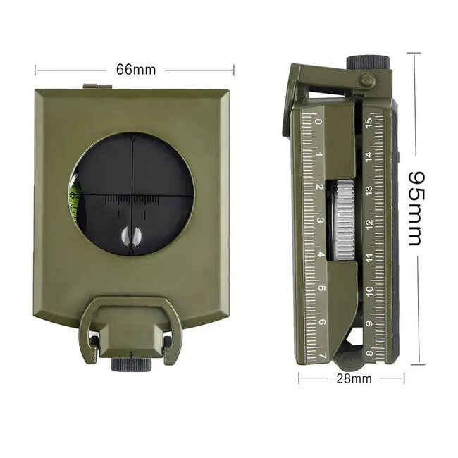 DRAGOWA Tactical Bussola impermeabile pieghevole in metallo con custodia Wally, verde