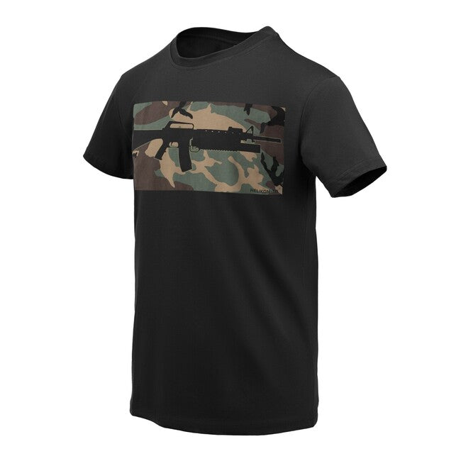 Helikon-Tex 16/203 T-shirt corta in cotone combinato, nero/bosco americano