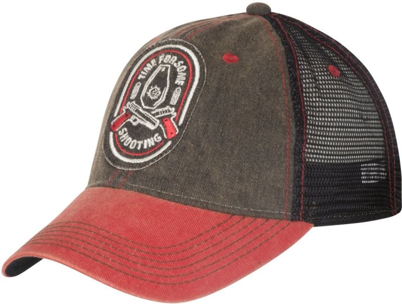 Helikon-Tex Shooting Time cappello trucker - cotone lavato sporco - nero lavato sporco / rosso lavato sporco C