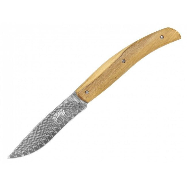 Herbertz Damast coltello da tasca 8,5 cm legno, olive