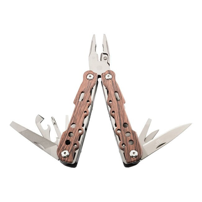 Herbertz Holzoptik utensile multifunzione, 11 funzioni, aspetto legno, custodia