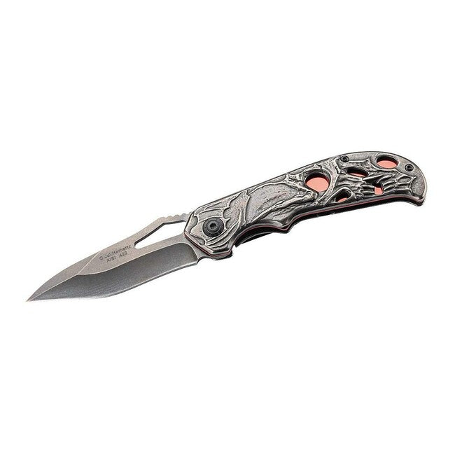 Herbertz coltello tascabile robusto a una mano 9 cm, teschio