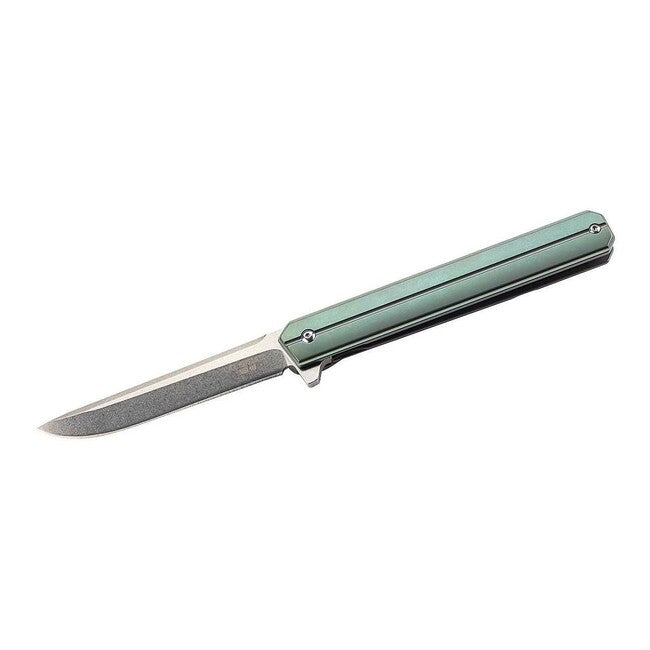 Herbertz 9 cm a una mano coltello, titanio, finitura verde