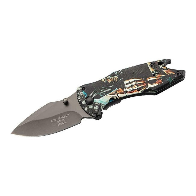 Herbertz Coltello a una mano 6 cm acciaio inossidabile mietitore 3D apribottiglie