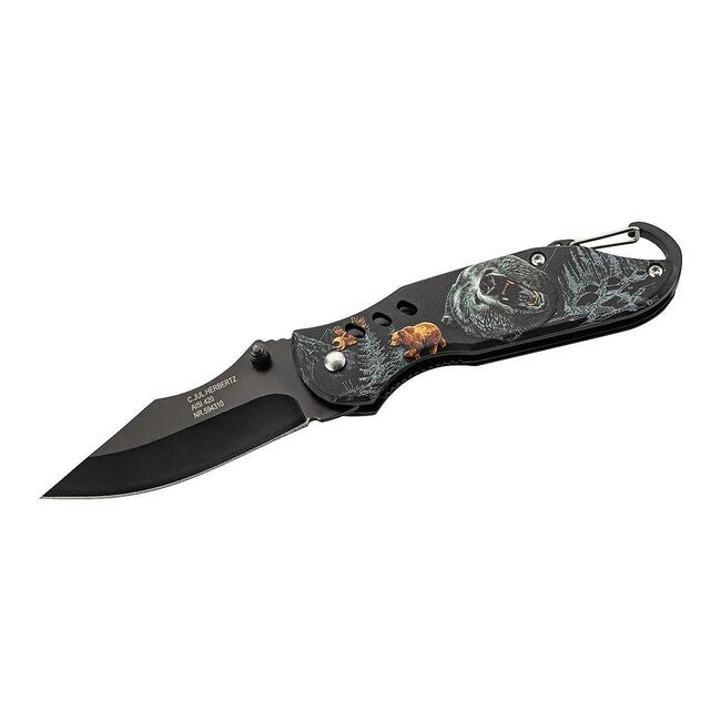 Herbertz Coltello a una mano 7 cm, alluminio, orso stampato in 3D