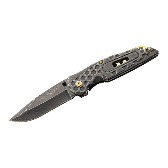 Herbertz Coltello a una mano 8,6 cm acciaio inox ottone, stonewash