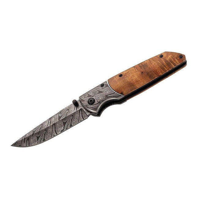 Herbertz Coltello a una mano 8,8 cm legno di radice motivo decorativo in rilievo