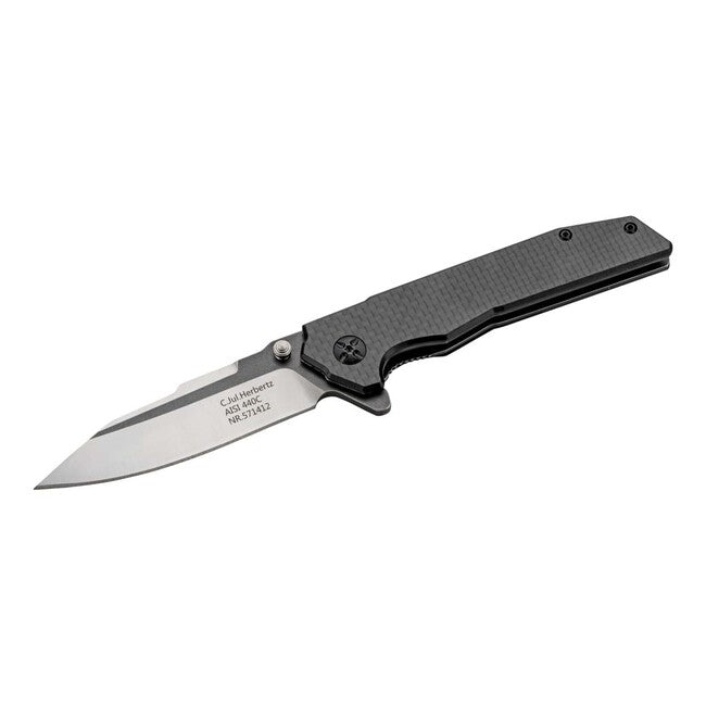 Herbertz Coltello a una mano 8,8 cm fibra di carbonio g10, nero stonewash
