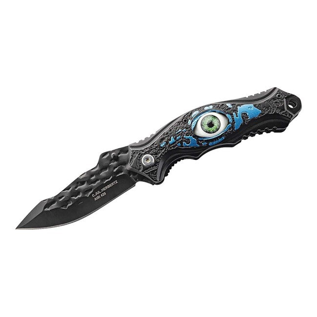 Herbertz a una mano coltello 8 cm, nero, motivo occhiello