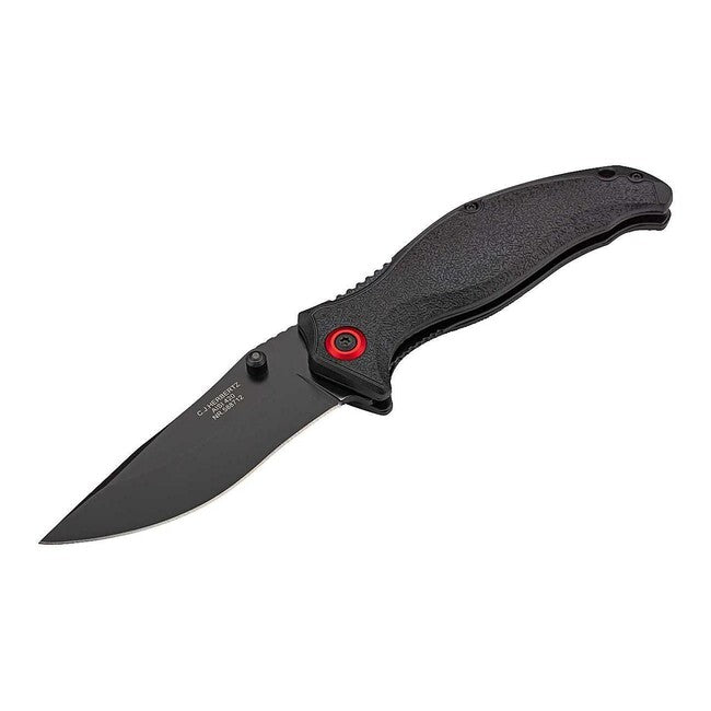 Herbertz Coltello a una mano 9,4 cm, fibra di vetro e alluminio, nero-rosso