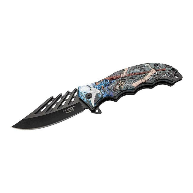 Herbertz coltello a una mano 9cm, alluminio, mietitore 3D